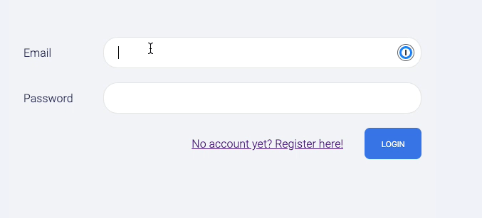Screenshot: login form UI
