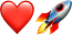 Emoji: heart rocket